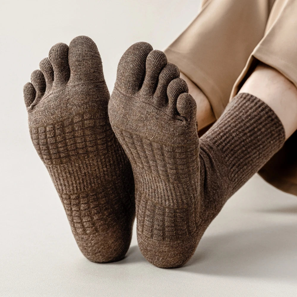 3 Pairs Five Finger Socks Men Anti-slip Sports Athletic Crew Socks Men High Quality Cotton Toe Socks Basketball Middle Tube