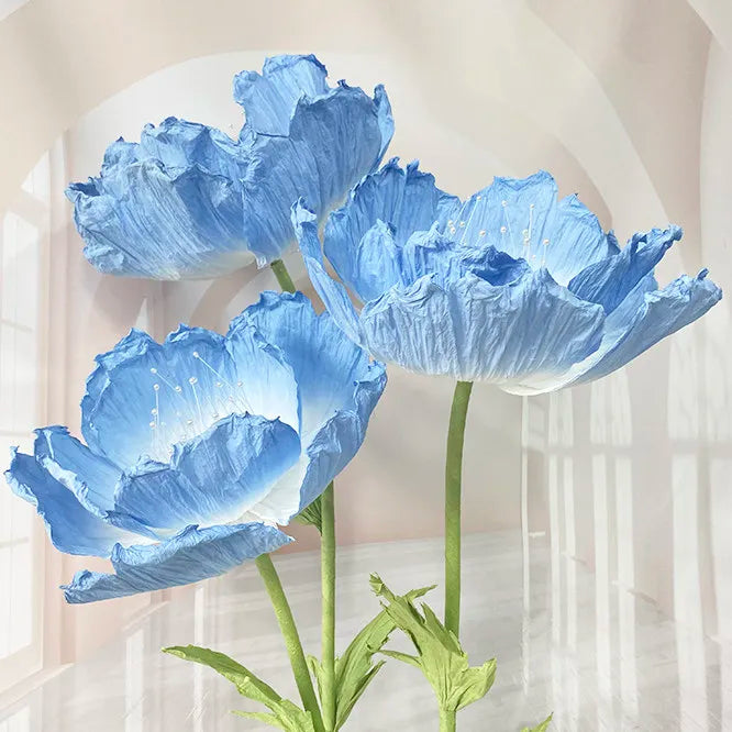 Wedding Props Artificial Giant Poppy Paper Flower Wedding Road Guide Floral Birthday Party Backdrop Decor Stage Window Display