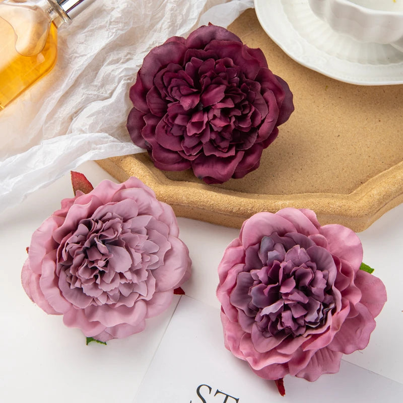 5/10Pcs Silk Dahlias Artificial Flower Home Decor Wedding Diy Rose Arch Christmas Garland Material Fake Peony Bridal Accessories