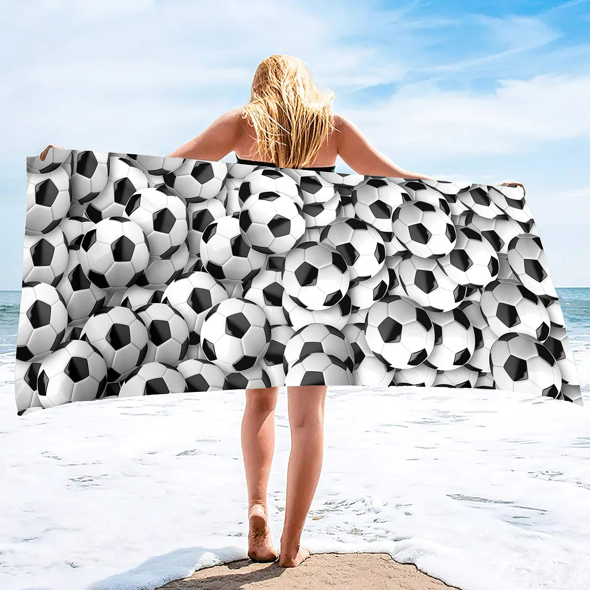 Football Beach Towel Soccer Bath Towel Microfiber Ball Sports Shower Quick Dry Swimming Cover Camping Yoga Mat Bikini Cover Up