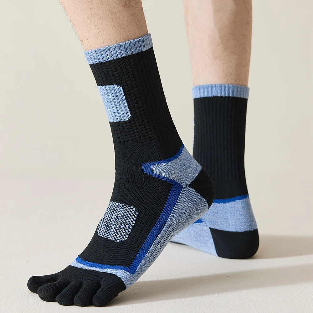 3 Pairs Fleece Toe Socks Men Autumn Winter Warm Five Finger Socks Man High Quality Cotton Sports Crew Socks Running