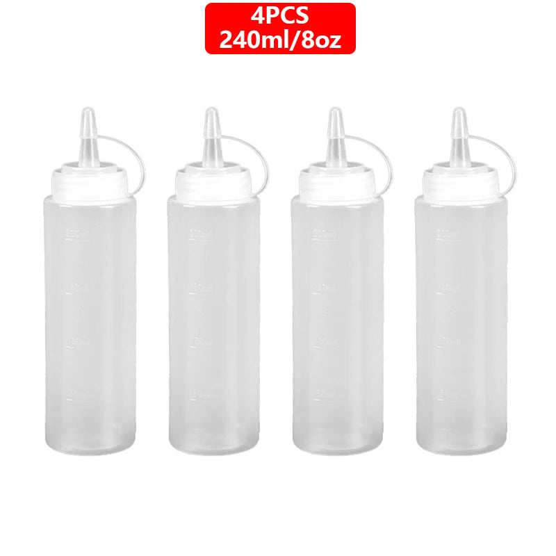 Large Squeeze  Condiment Squeeze Bottles Hot Sauces Olive Oil Bottles Ketchup Mustard Dispensers Kitchen Accessories Gadgets