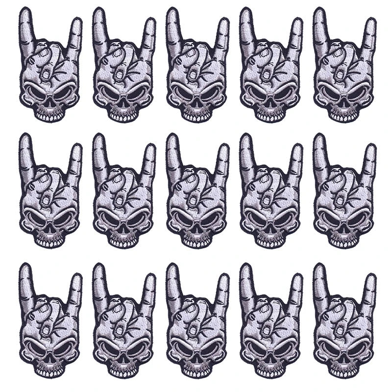 Prajna Wholesale 10PCS Punk Skull Patch For Clothing Skeleton Patches On Clothes DIY Fusible Patch Applqiues Embroidered Pacthes