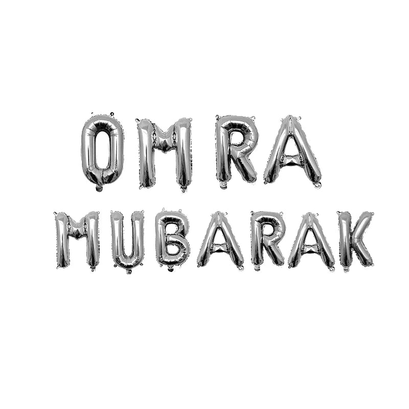 1set 16inch Umrah Mubarak Hang Letter Balloons Muslim Islamic Party Decorations Foil Ballon Ramadan Bunting Party Decorations