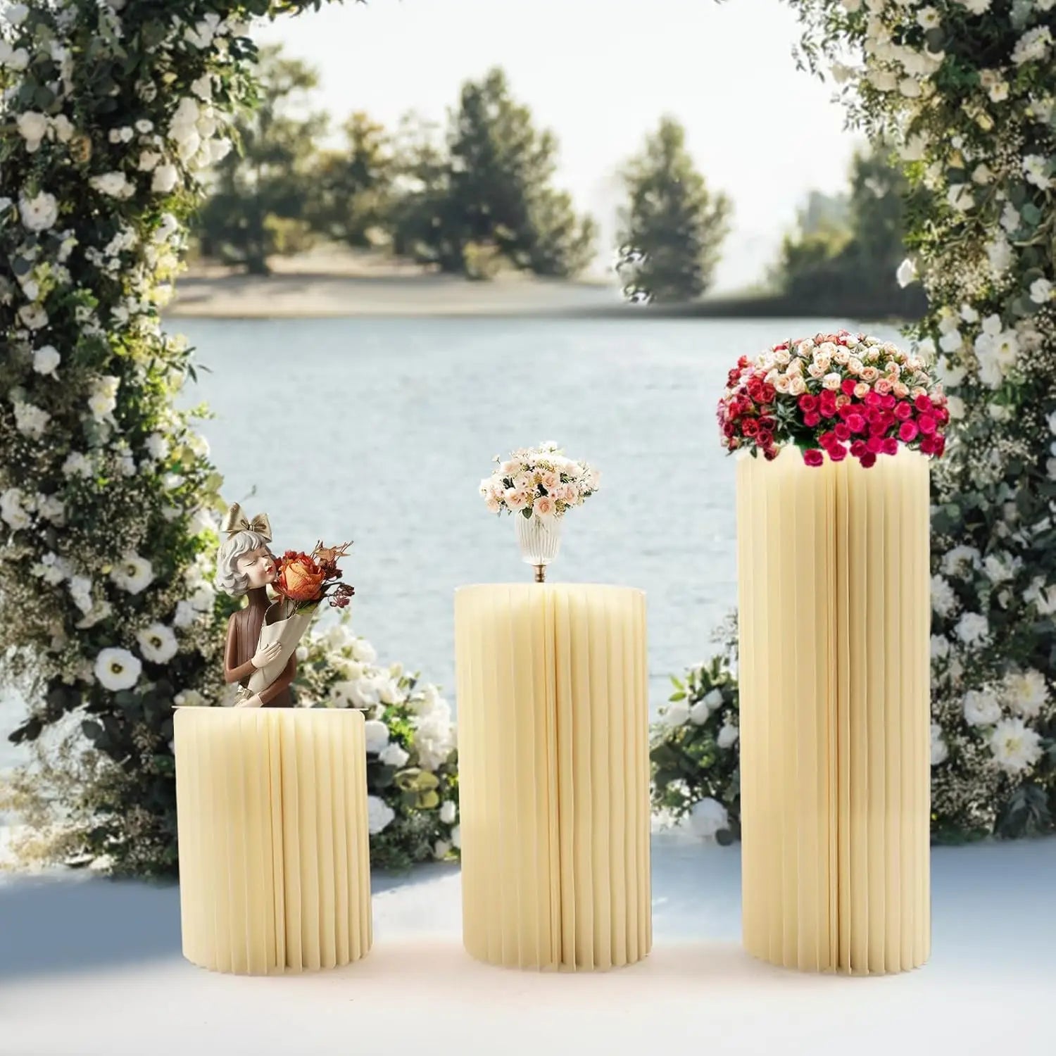 Centerpieces Cardboard Vases Foldable Cardboard Display Columns Stand for Wedding Birthday Party Backdrop Cupcake Decorations