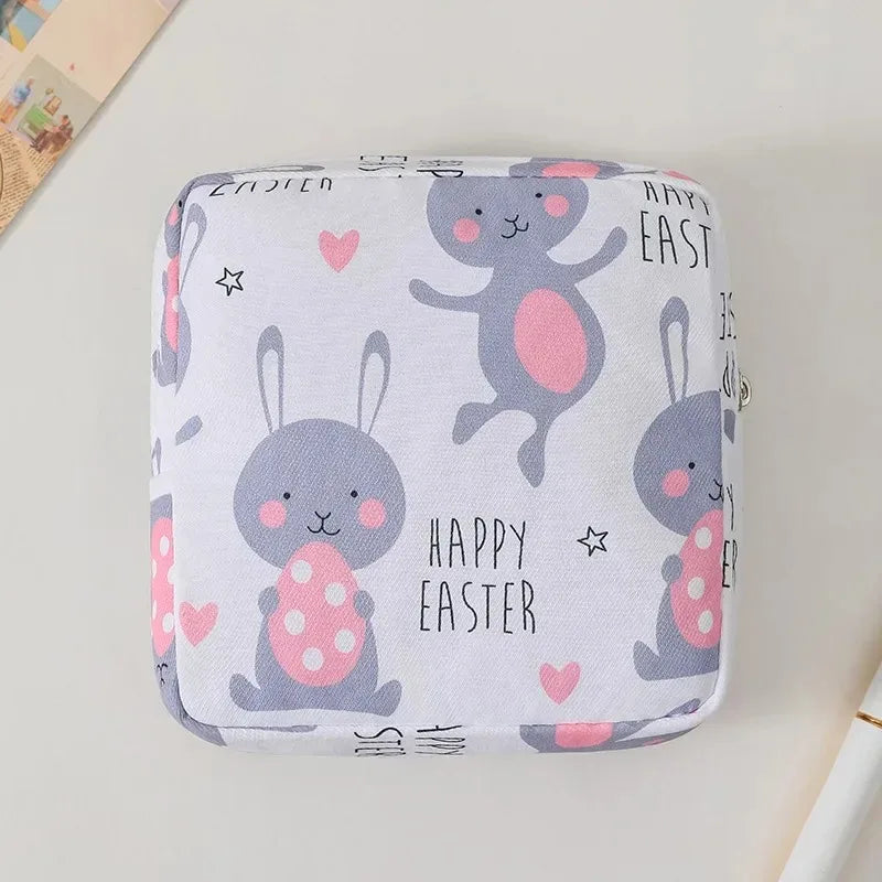 Women Girls Kawaii Napkin Sanitary Pads Bag Pouch Organizer Cosmetic Makeup Tampon Bags Cute Travel Gadgets Lipstick Storage Bag