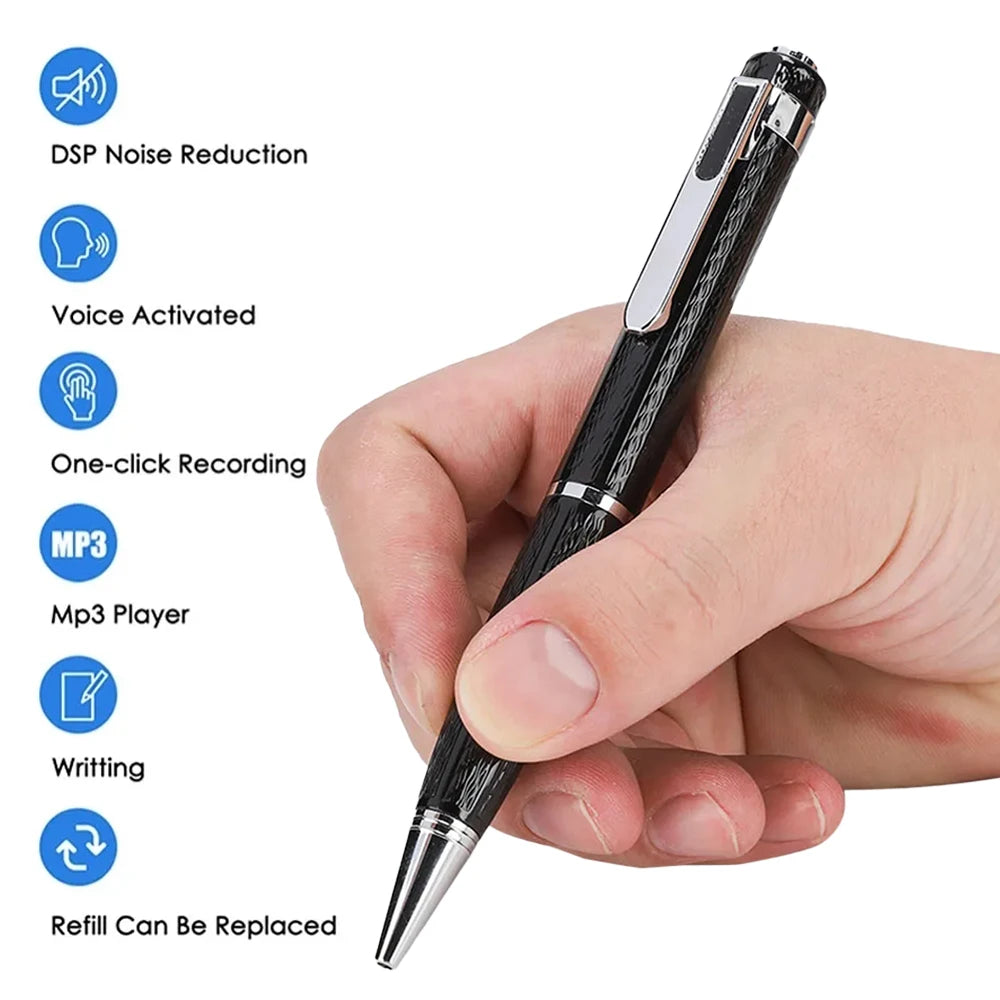 Pen-Shaped Continuous 12-Hour Digital Voice Recorder 192kbps