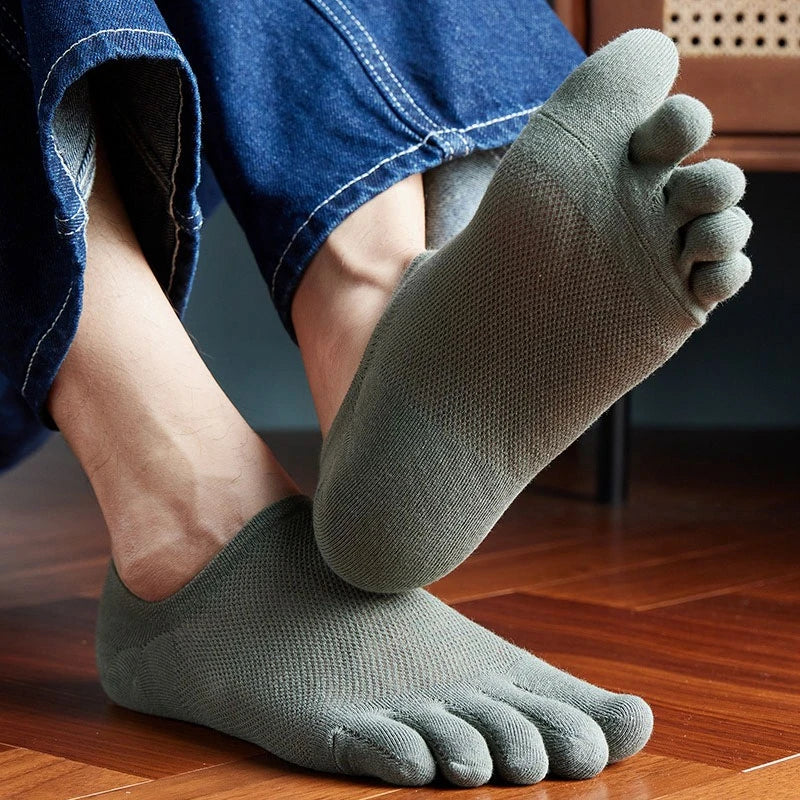 2 Pairs/Lot Men's Cotton Toe Crew Socks High Quality Breathable Sports Running Ankle Cotton Short Five Fingers Socks