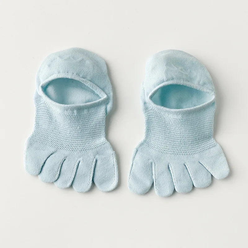 5 Pairs Summer Mesh Toe Socks Women Low Cut Toe Socks with Separate Fingers No-show Slipper Invisible Socks Five Finger