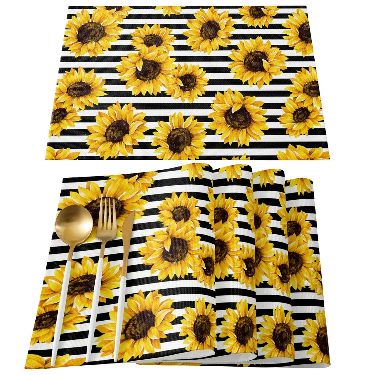 Stripes Black White Simple Pattern Table Mat Kitchen Decoration Placemat Table  For Wedding Dining Accessories Table Mat