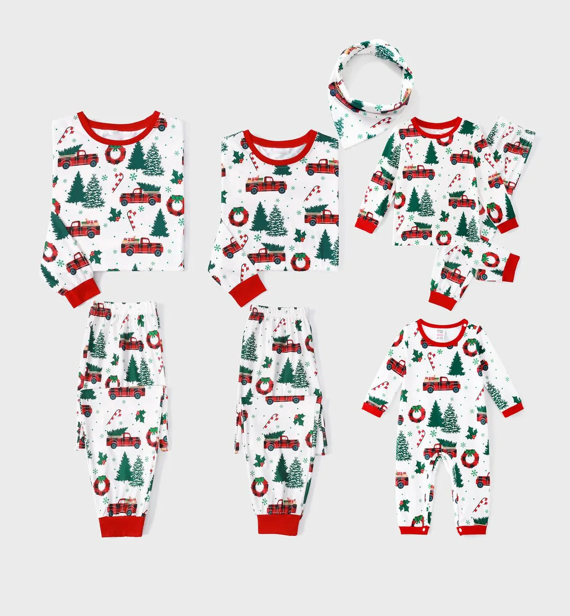 Christmas Tree Car Print Family Matching Outfits Parent-child Pajamas