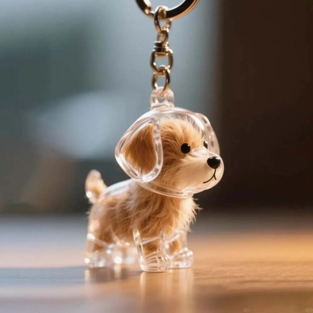 Dog Shape Dog Hair Storage Box Transparent Hair Grooming Pet Hair Keychain DIY Handmade Acrylic Puppy Pendants Backpack