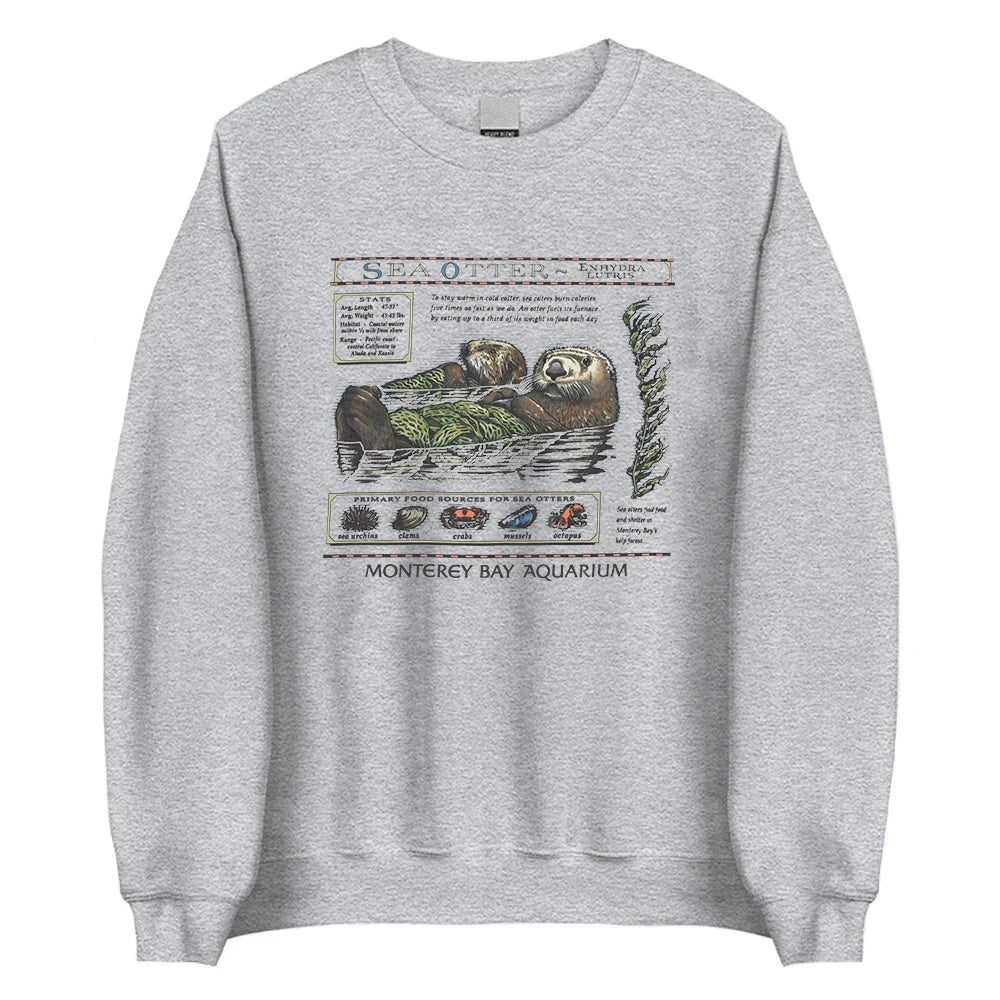 Sea Otter Monterey Bay Aquarium Sweatshirt Long Sleeve Female Winter Pullovers Crewneck Women Men Casual Clothing Streetwear