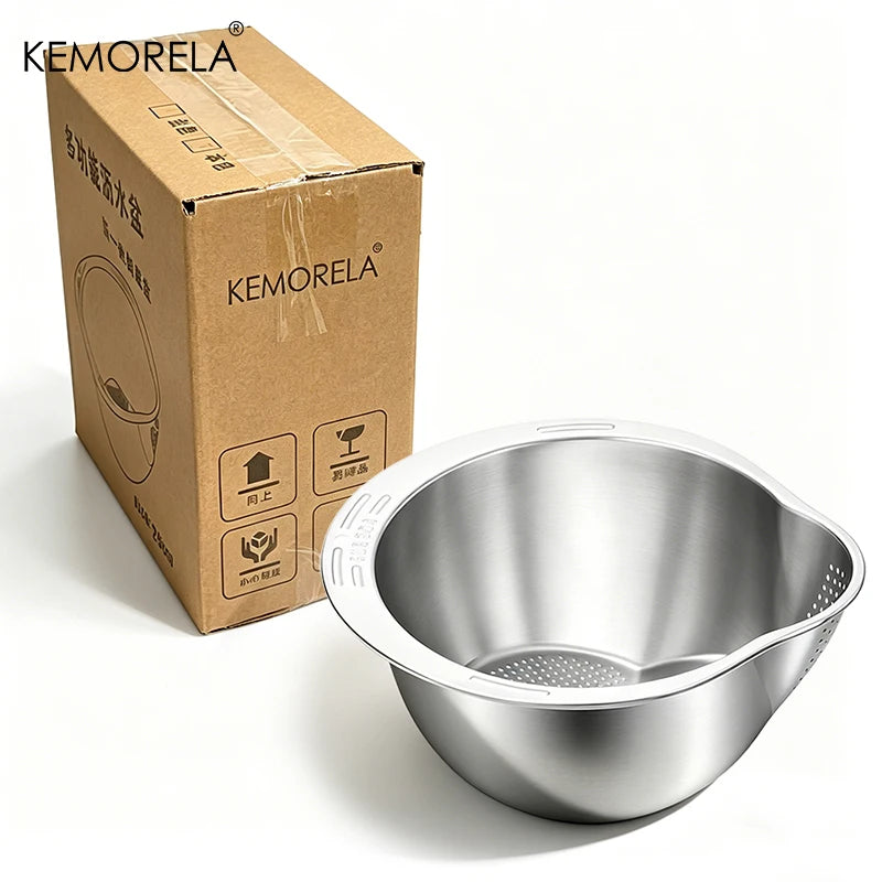Rice Washer Strainer Bowl Stainless Steel 304 Rice Washing Bowl
