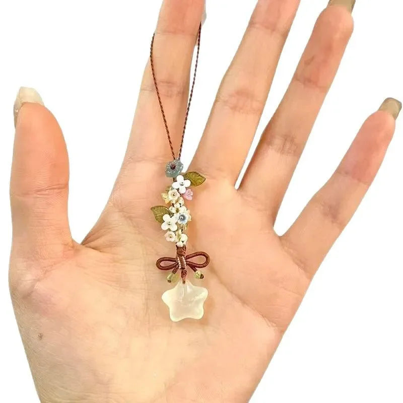 New Chinese Style Ice Transparent Star Flower Pendant Sweet and Cute Mobile Bag Pendant