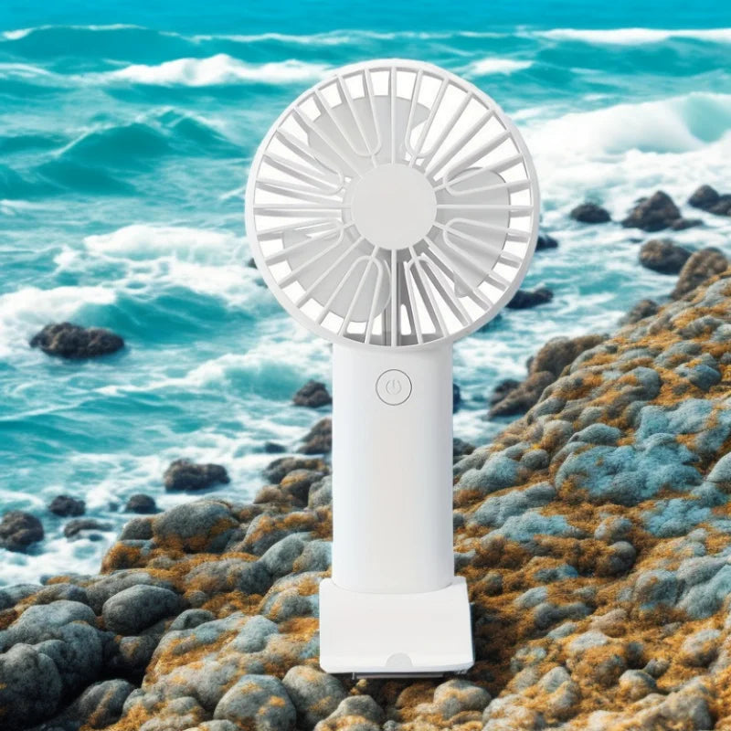 Summer Fashion Mini USB Charging Handheld Fan Desktop Small Fan With Mobile Phone Holder Portable And Simple Outdoor Small Fan