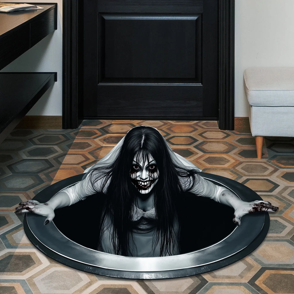 Halloween Wall Floor Stickers Horror Scary Terror Long Hair Ghost Girl Window Sticker Bedroom Living Room Party Home Decor Props