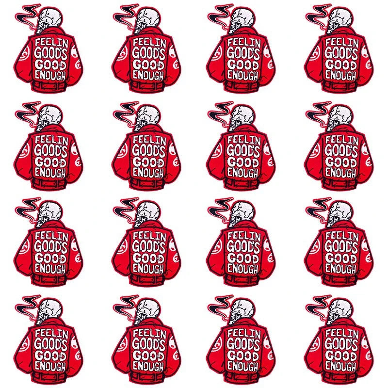 Prajna Wholesale 10PCS Punk Skull Patch For Clothing Skeleton Patches On Clothes DIY Fusible Patch Applqiues Embroidered Pacthes
