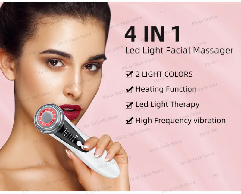 EMS Facial Massager LED Light therapy Sonic Ion Vibration Skin Tightening Face Lifting Anti Wrinkle Beauty Device Skin Care Tool