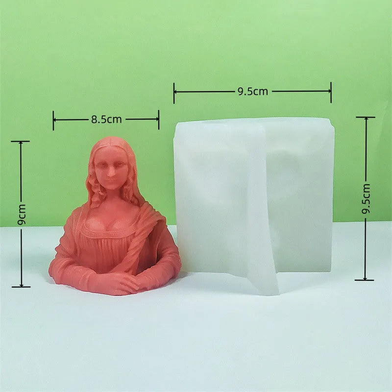 DIY Smiling Mona Lisa Candle Silicone Mold Art Abstract Female Bust Sculpture Gypsum Candle Making Resin Mould Craft Home Decor