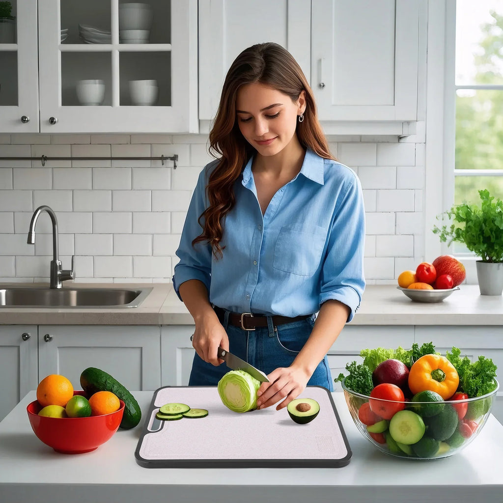 Double Sided Titanium Cutting Board for Kitchen Cutting Board for Double Sided Food Grade Pure Titanium Wheat Straw PP Easy to C