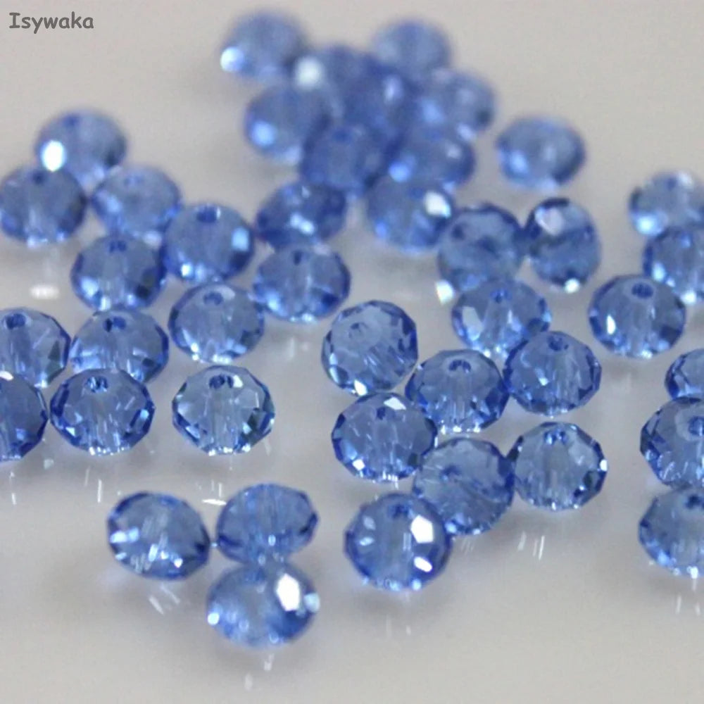 Isywaka Light Blue Colors 4*6mm 50pcs Rondelle Austria Faceted