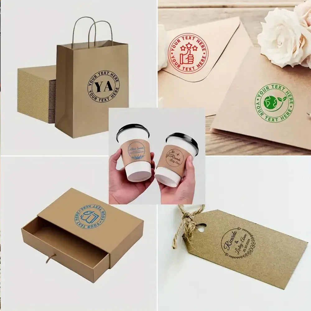 Custom Self-Inking Stamp Customized LOGO Self-Inking Business Address Wax Seal Name Letter Handicrafts Personalize Rubber Stamps