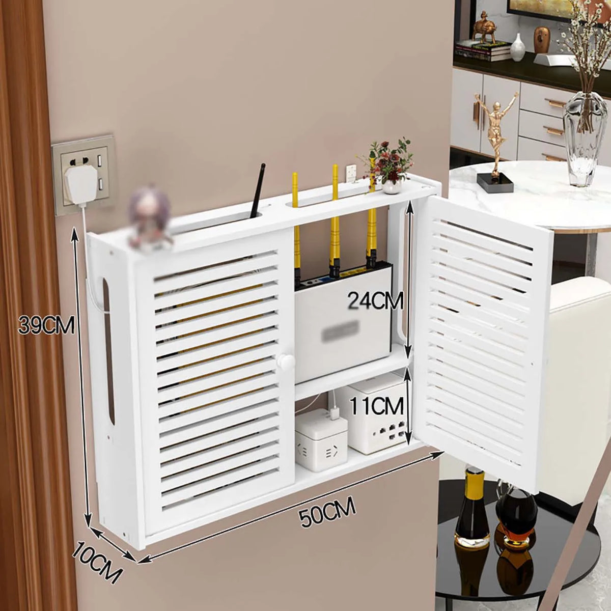 Punch-free Double Layers Wall Shelf TV set-top Box Rack Living Room Router Wall Hanging Storage Box Wireless Wifi Router Shelf