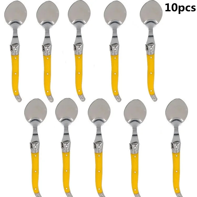 Laguiole Teaspoon set Mini Small Coffee Spoons Ice Tea Spoon Stainless Steel Stirring Dessert Scoop Flatware 6'' 15.5cm 4-10pcs