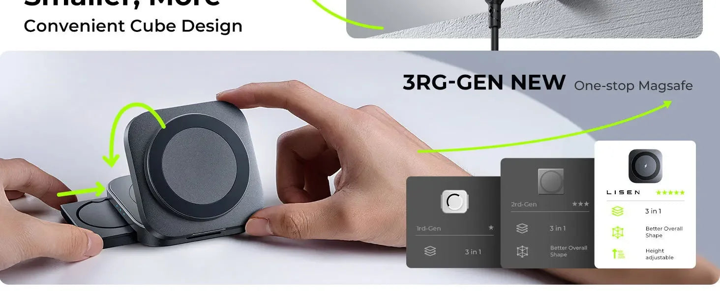 3 in 1 Tiny Foldable Wireless Charger Stand for iPhone 15 14 13 12 Pro Max Apple Watch 8 7 Holder Magnetic Fast Charging Station