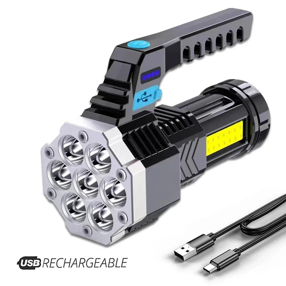 High Power Rechargeable Led Flashlights 7LED Camping Torch With