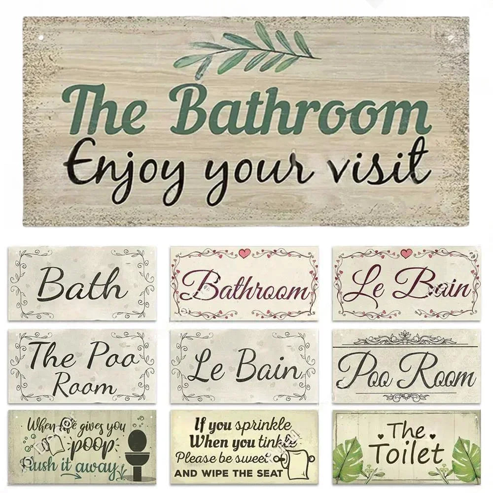 Home decor Toilet Signs Wooden Hanging Plaque Decorative Plaque for Toilet Door Hanging Sign Wood In Bar Pub Beach decor