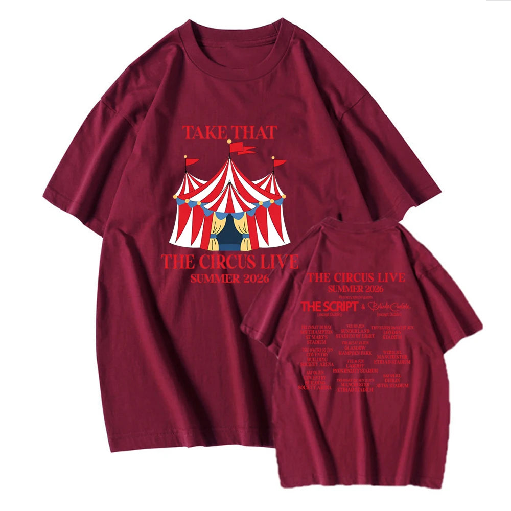 Vintage Take That Circus Live Summer 2026 Tour T-Shirt TT & Party Music Band Concert Tee Trendy Unisex Short Sleeve Summer Tops