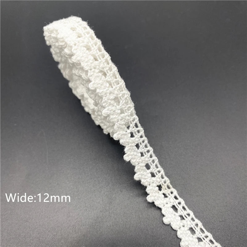 10mm-50mm 2yards White 100%Cotton Lace Ribbon For Apparel Sewing Fabric Trim Cotton Crocheted Lace Ribbon Handmade Accessories