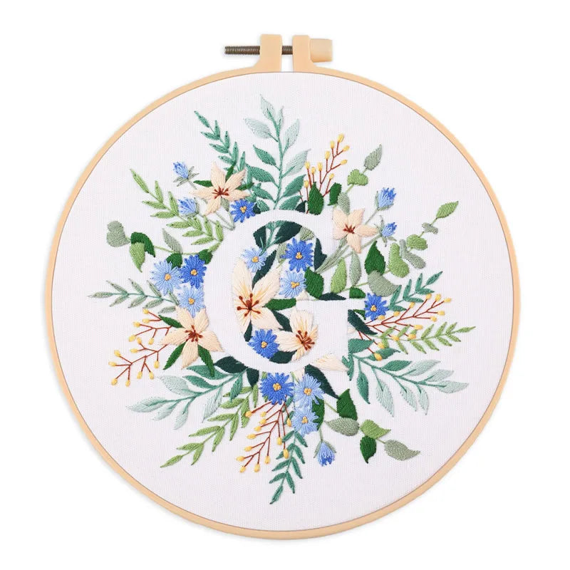 Embroidery Kit for Christmas DIY Wreath Printed Pattern Flower Cross Stitch Set Needlework Hoop Handmade Sewing Art Craft Kit