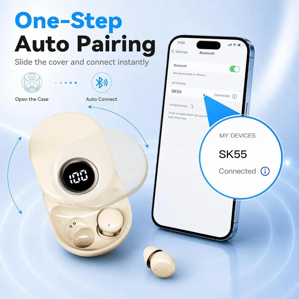 INSONIXN SK55 Mini Invisible Wireless Bluetooth Earbuds for Small