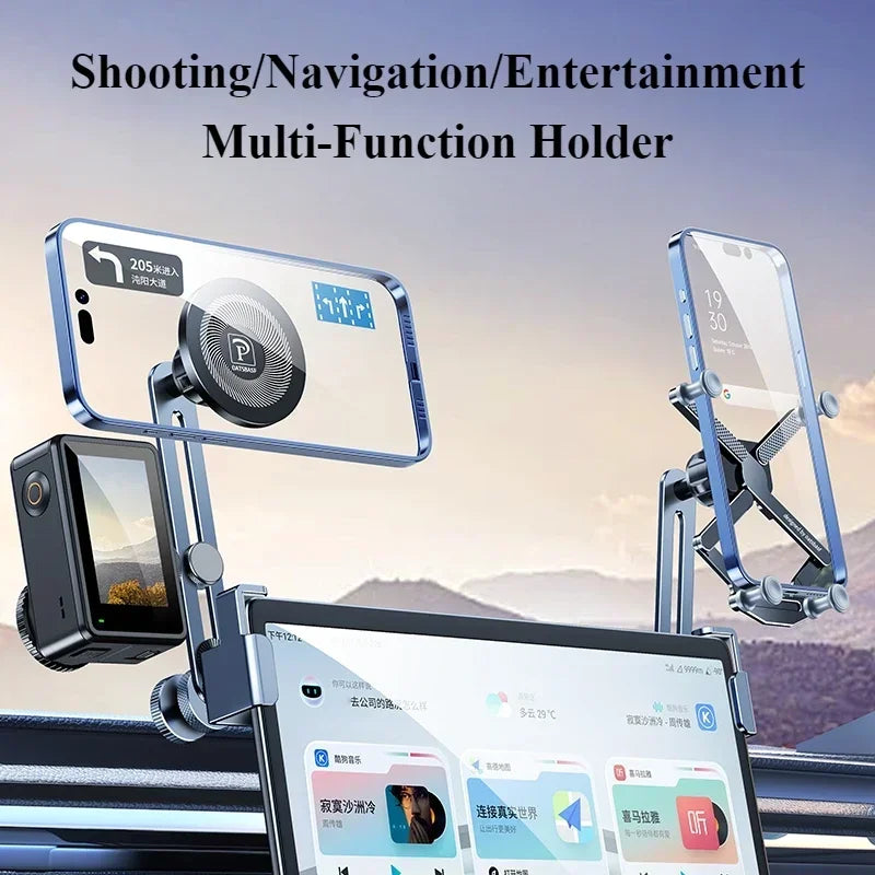 Eary Dual-position Car Screen Phone Holder Metal Bracket 360° Adjustable Stand Fit for Tesla Model 3 Y Highland Car Accessories