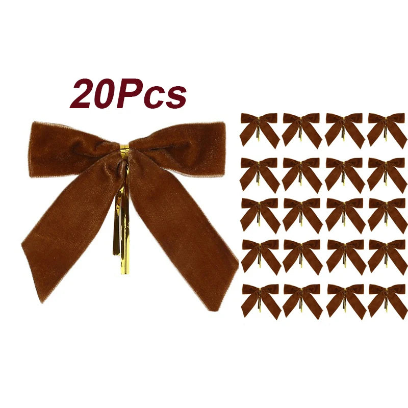 10/20Pcs Velvet Bows For Christmas Tree Decor Wreath Garland Velvet Bow With Twist Tie Christmas Velvet Bows Christmas Holiday