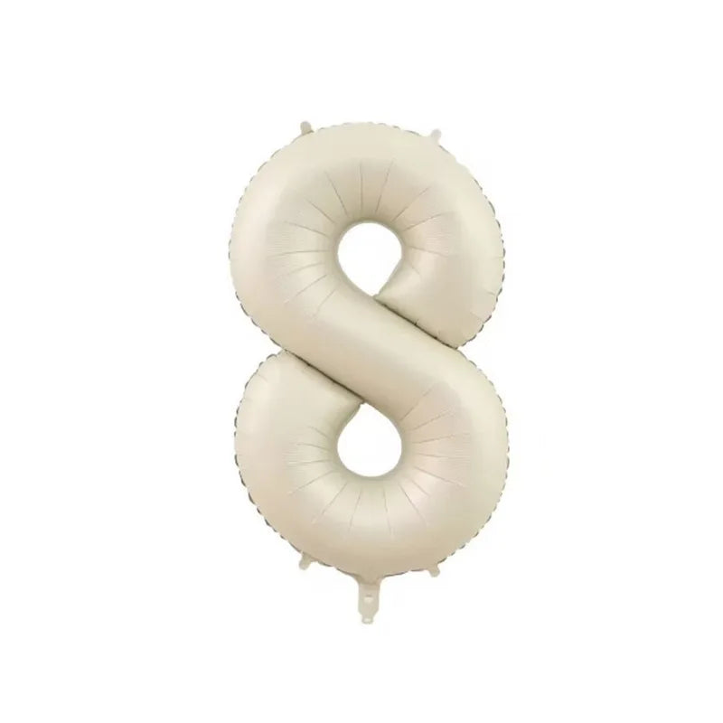 10/5/1Pc Brown Beige Cream 18inch Heart Balloons Cream Number Balloons 1 2 3 4 5 6 Birthday Number Foil Balloon Helium Air Globo