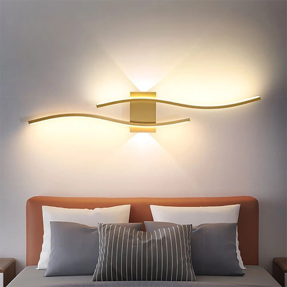 LED Wall Lamp 60/80CM Remote Control Wall Sconce Living Room TV Background Decor Bedroom Kitchen Stair Home Decor Led Lighting