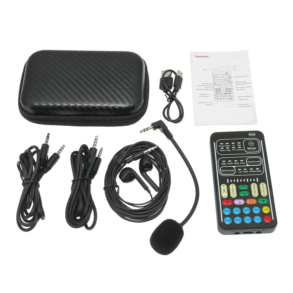 I9 Mini Voice Changer Live Sound Card + Headphones