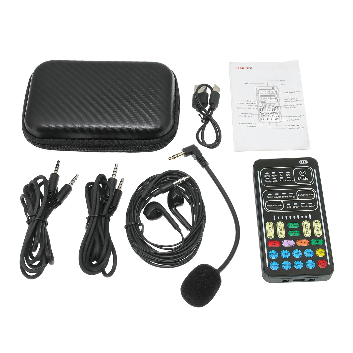 I9 Mini Voice Changer Live Sound Card + Headphones