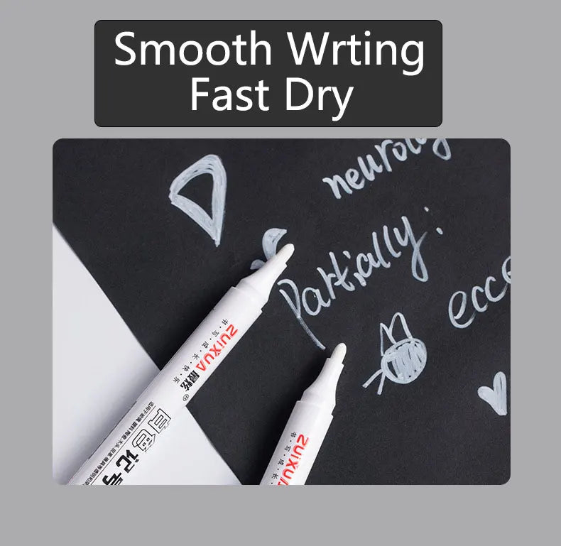 White Waterproof Oil-Based Marker Pens 2.0mm