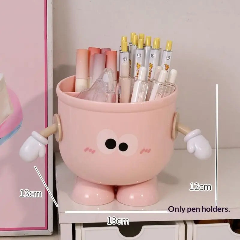 Creative Big Eyes Pencil Holder With Hook Table Stationery Storage Box Pen Holder Rack Student Children Girls Desk Organizer