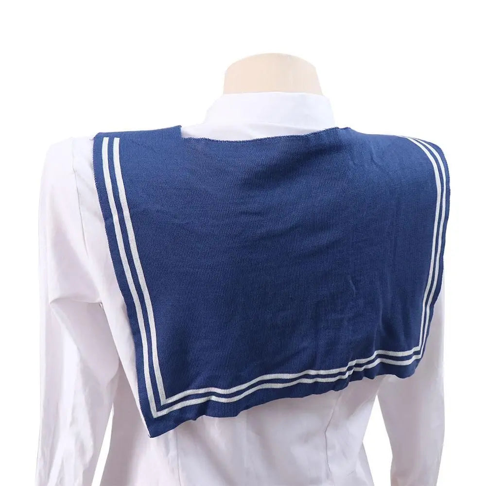 Warm Stripe Knitted Shawl Patchwork Naval Style Blouse Shoulder Fake Collar Korean Style Scarf Accessories Knot Scarf Outdoor