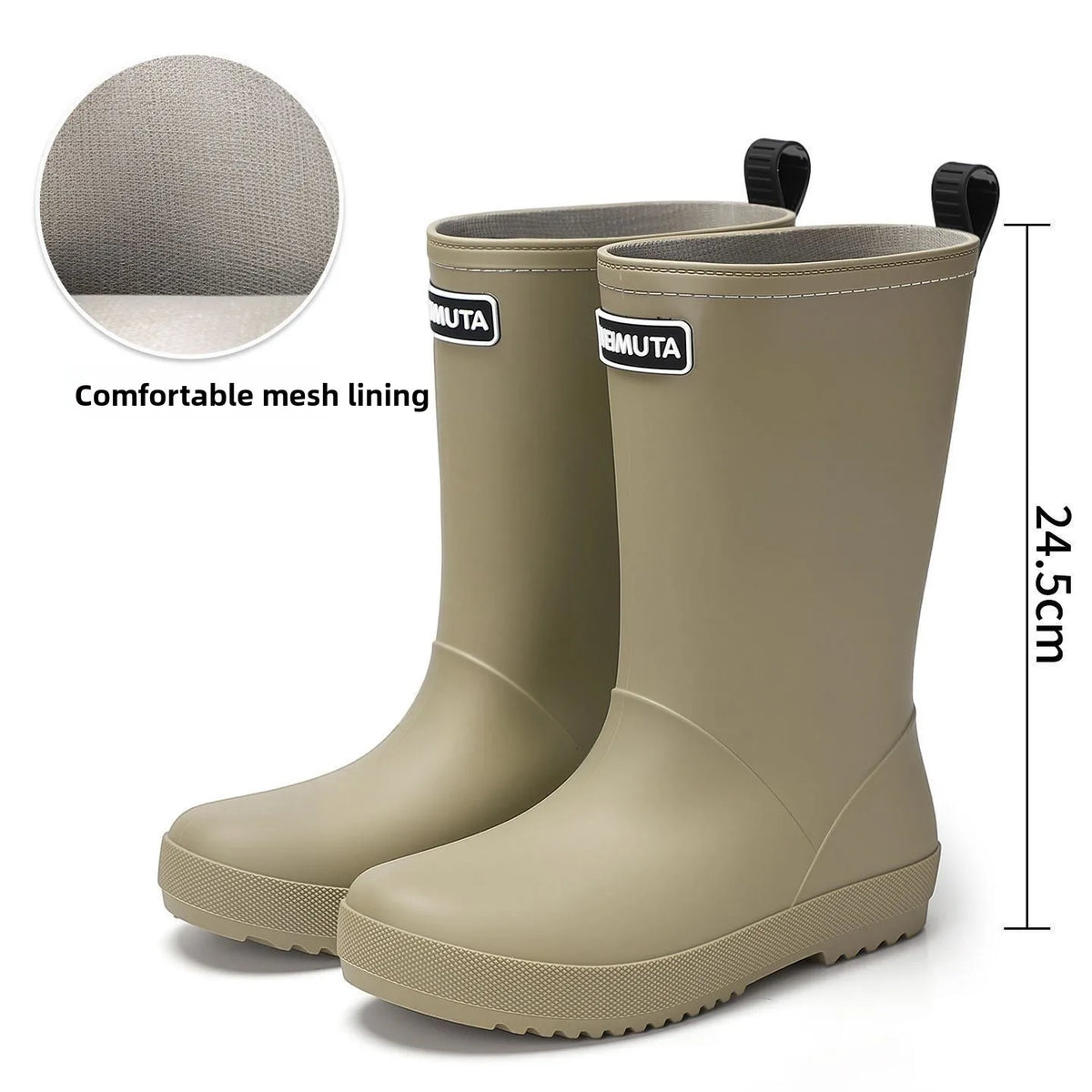 Fashionable Women's Mid-Calf Rain Boots Waterproof Slip-Resistant Outdoor Shoes