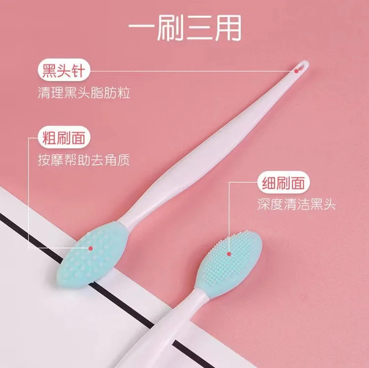 1/5PCS Beauty Skin Care Silicone Face Brush Exfoliating Facial Cleansing Scrub Nose Brush Blackhead Remove Double-Sided Brushes