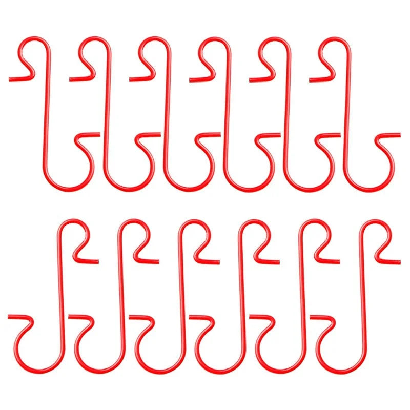 100Pcs Christmas Ornament Metal S-Shaped Hooks Holders Tree Ball Pendant Hanging Decoration for Home Navidad New Year