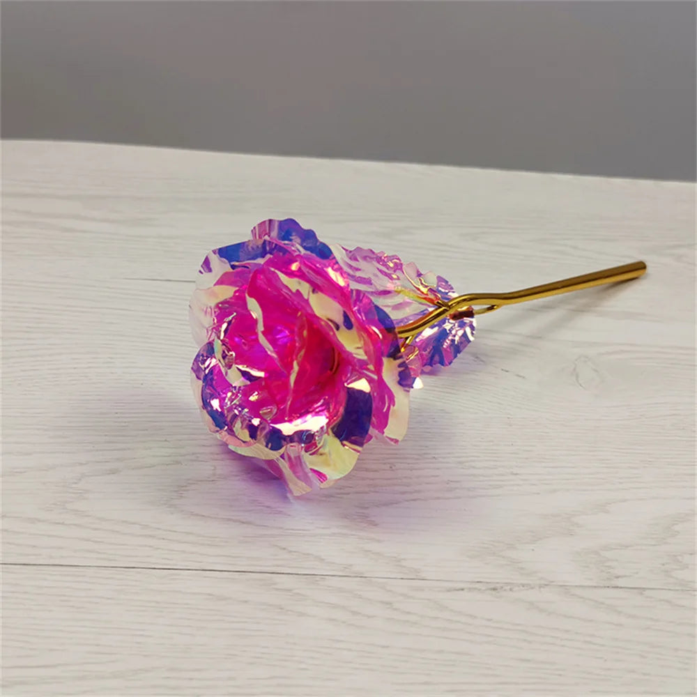 1pcs Artificial Flower Foil Rose Flower Valentine'S Day Gifts 24k Golden Plated Gold Rose Lasts Forever Love Flower For Wife