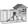 Large Outdoor Indoor Rabbit Hutch with Pull-Out Tray for Chickens, Bunnies, and Guinea Pigs (51.6L x 25.2W x 36.2H, Grey)